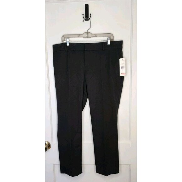 NWT Lauren Ralph Lauren Womens Size 14W Black Edita Slim Leg Pants Slacks